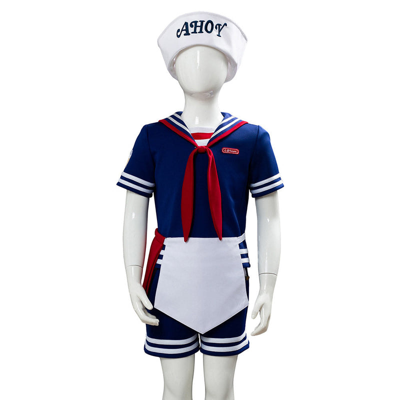 VeeGet VeeGet Stranger Things 3 Scoops Ahoy Steve Harrington Kids Children Uniform Cosplay Costume  TV