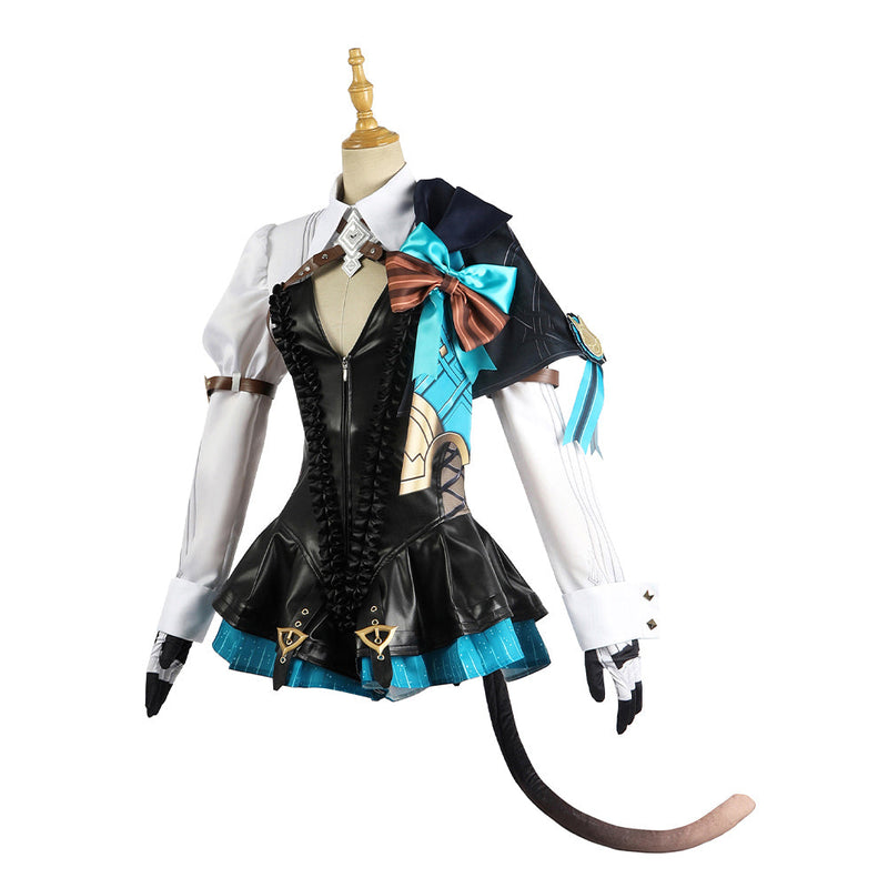 VeeGet Video Game Genshin Impact Lynette Costume Outfits for Halloween Carnival Cosplay Costume
