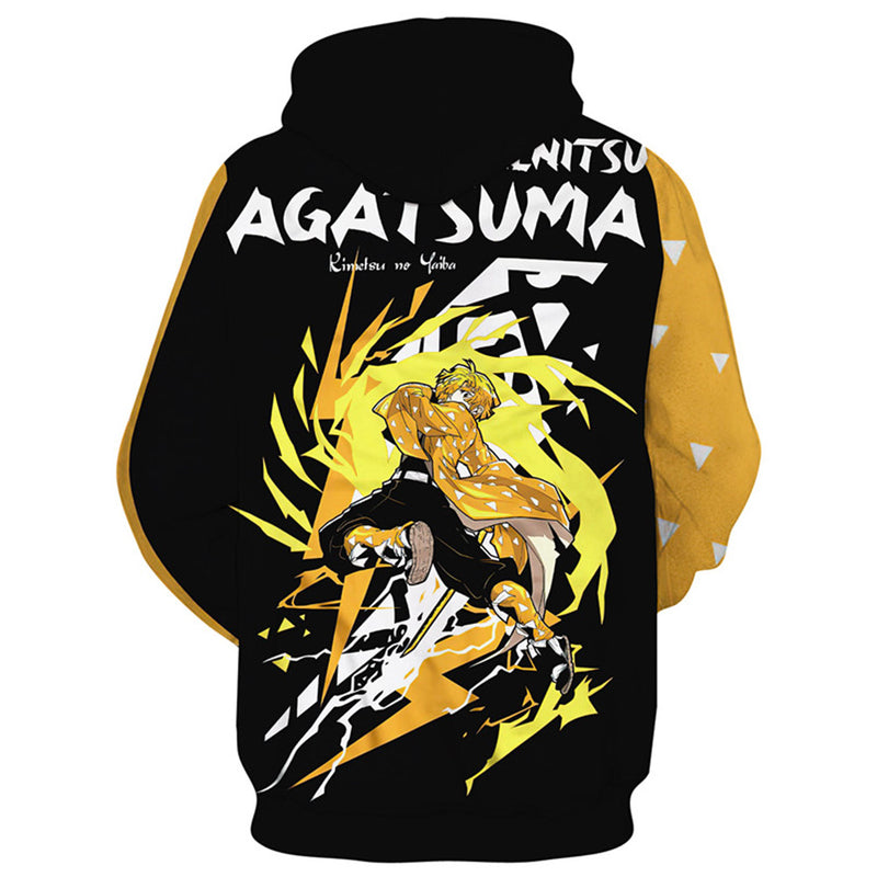 Demon Slayer Agatsuma Zenitsu Cosplay Hoodie 3D Printed Hooded Sweatshirt Men Women Casual Streetwear Pullover