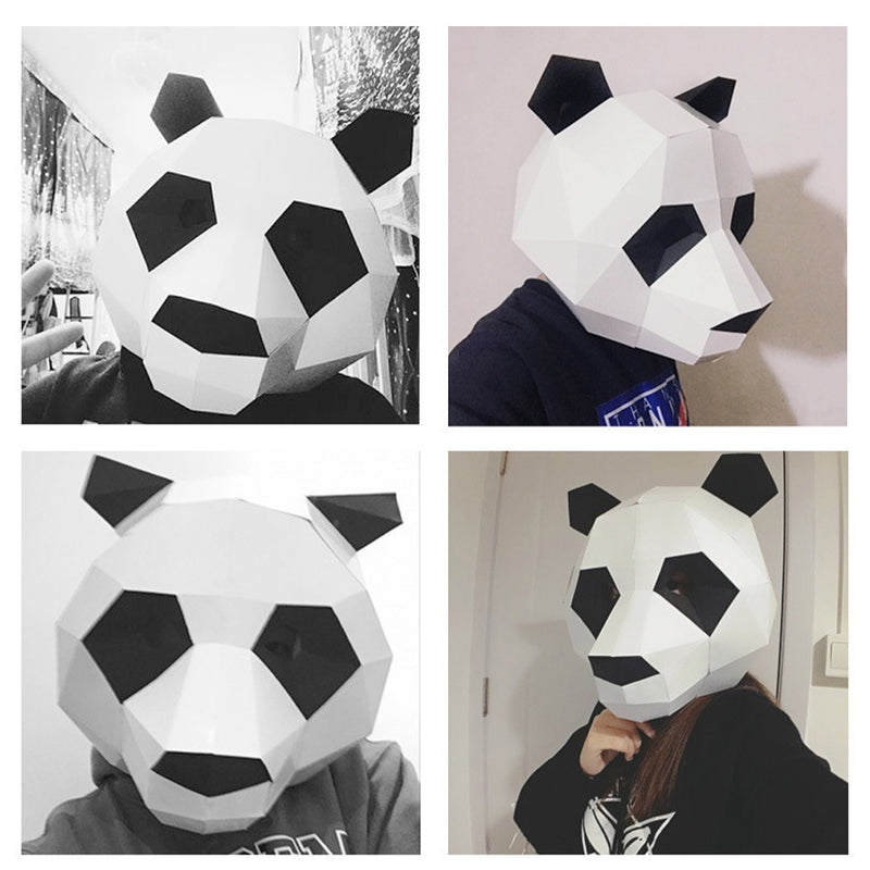 DIY Craft Bear Mask Cosplay Paper Masks Helmet Masquerade Halloween Party Costume Props