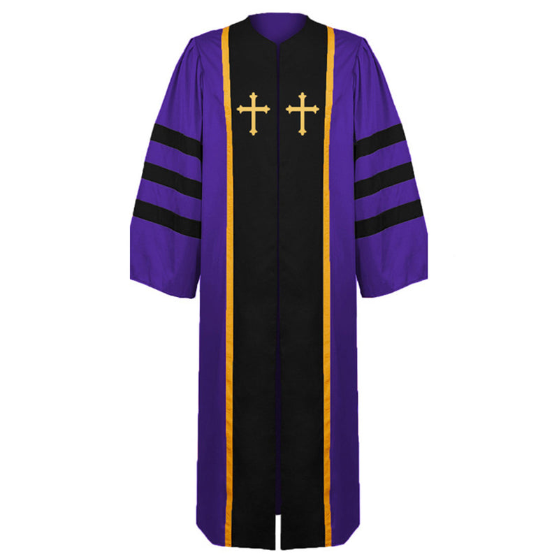 Doctoral Religious Dr. Outfit Graduation Costume Priest Minister Robe University Coat Gown Dress For Men Adult