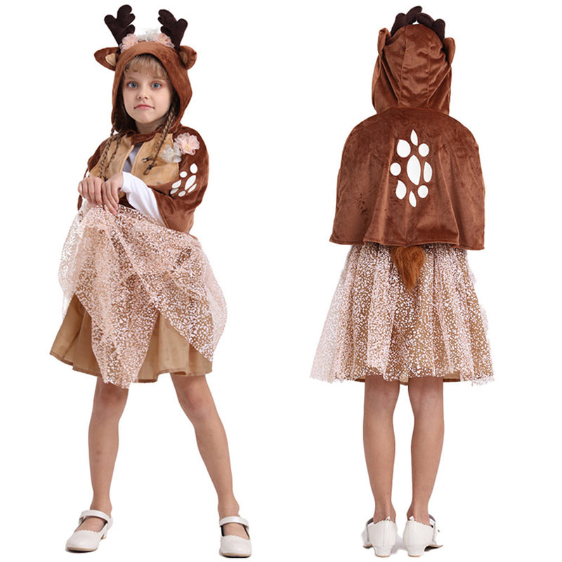 Elk Christmas girl‘s dress Cosplay Costume Outfits Halloween Carnival Suit