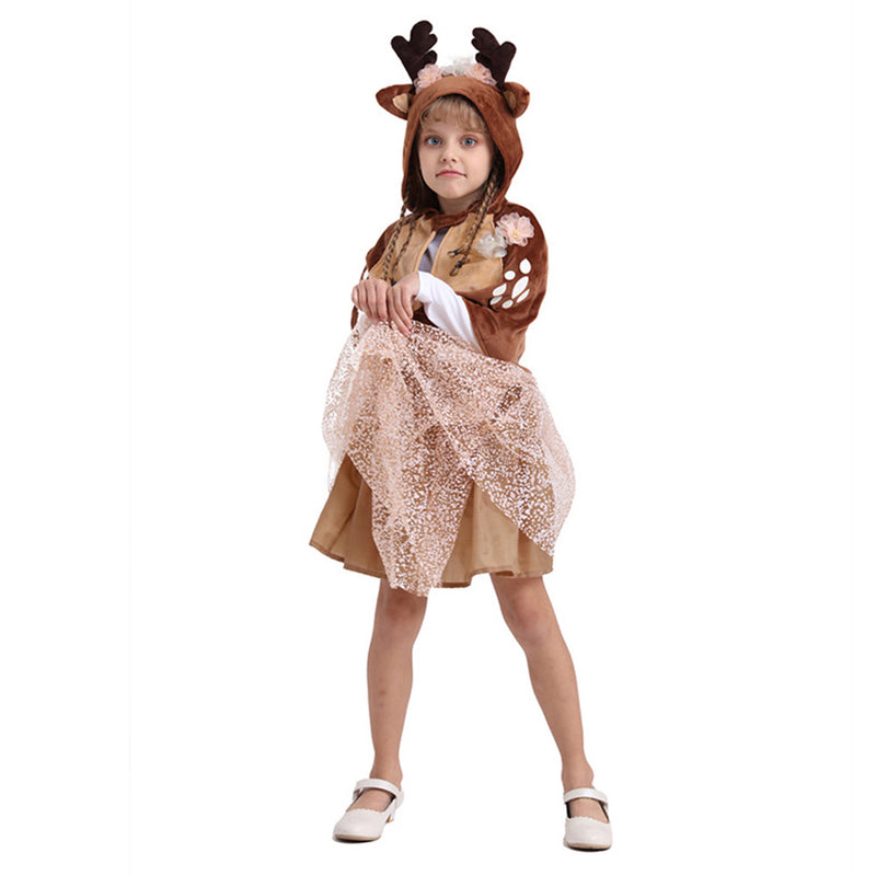 Elk Christmas girl‘s dress Cosplay Costume Outfits Halloween Carnival Suit