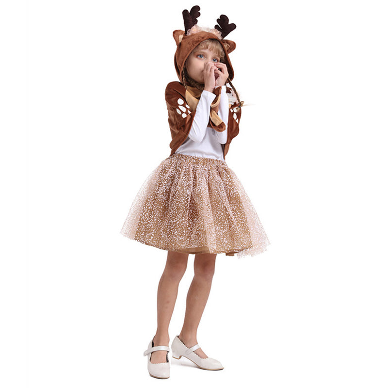 Elk Christmas girl‘s dress Cosplay Costume Outfits Halloween Carnival Suit