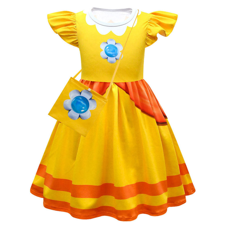 VeeGet Peach The Super Mario Bros Cosplay Costume Kids Girls Dress Outfits Halloween Carnival Party Disguise Suit GirlKidsCostume