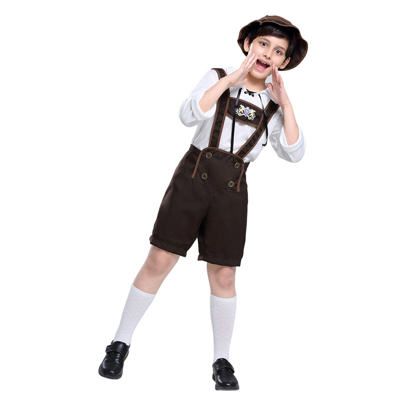 Fanituhan German Oktoberfest Red Hawthorne Children's National costume cosplay costume for Halloween 3-piece suit (M)