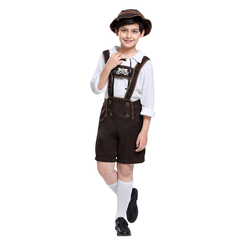 Fanituhan German Oktoberfest Red Hawthorne Children's National costume cosplay costume for Halloween 3-piece suit (M)