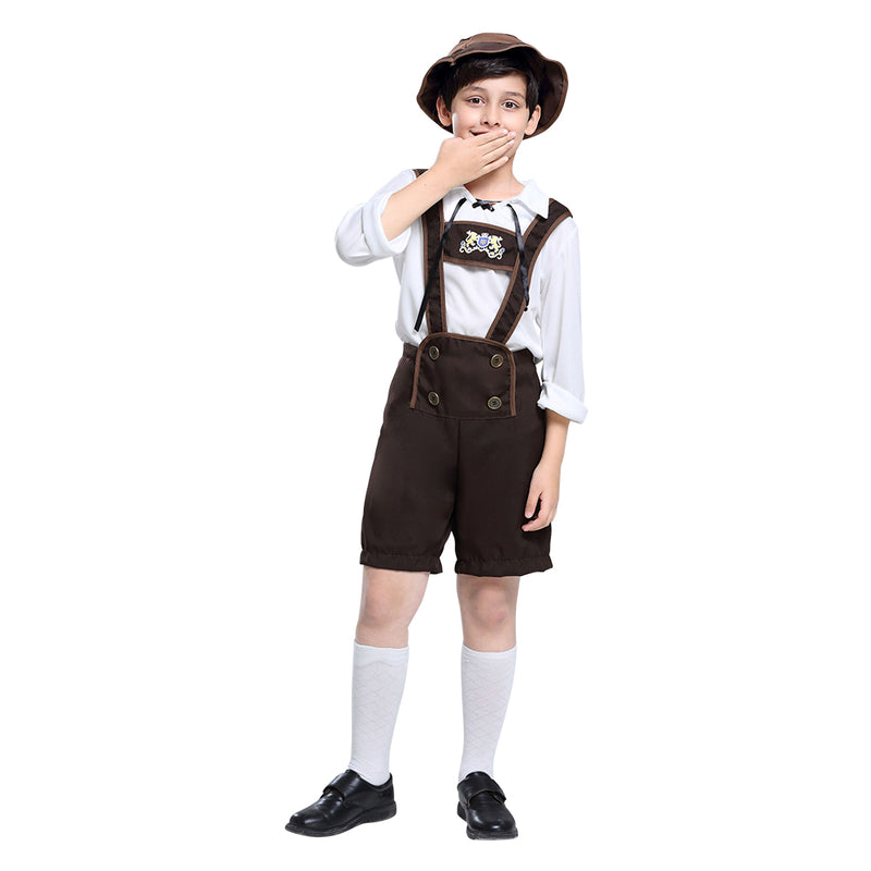 Fanituhan German Oktoberfest Red Hawthorne Children's National costume cosplay costume for Halloween 3-piece suit (M)