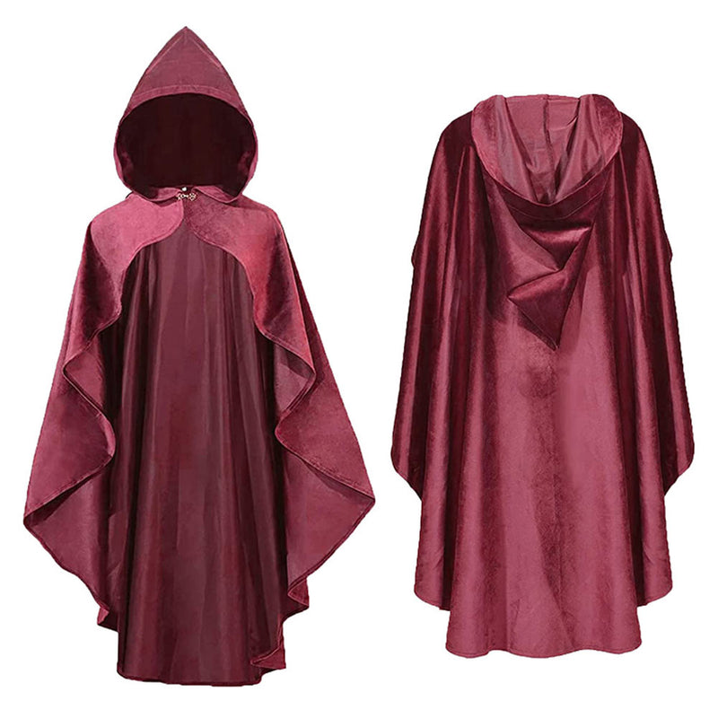 Fecatal Medieval Cloak Robe Hooded Cape Renaissance Steampunk Cloak Gothic Punk Witch Wizard Vampire Cosplay Cloak Knight Vintage Cape Brown