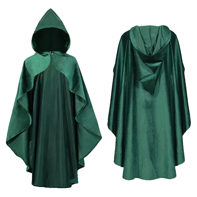 Fecatal Medieval Cloak Robe Hooded Cape Renaissance Steampunk Cloak Gothic Punk Witch Wizard Vampire Cosplay Cloak Knight Vintage Cape Brown