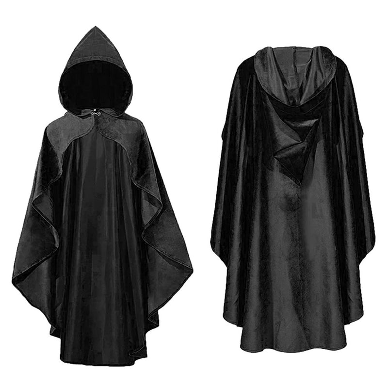 Fecatal Medieval Cloak Robe Hooded Cape Renaissance Steampunk Cloak Gothic Punk Witch Wizard Vampire Cosplay Cloak Knight Vintage Cape Brown