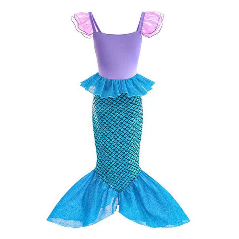 For Kids Girls Ariel Cosplay Costume Dress Wig Outfits Halloween Carnival Party Suit