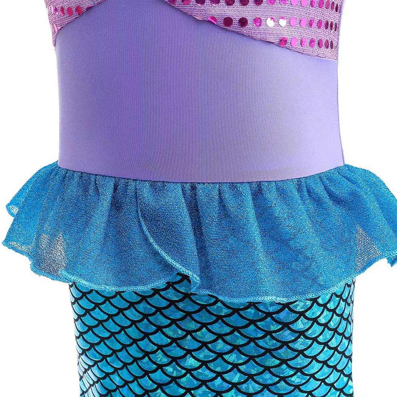 For Kids Girls Ariel Cosplay Costume Dress Wig Outfits Halloween Carnival Party Suit