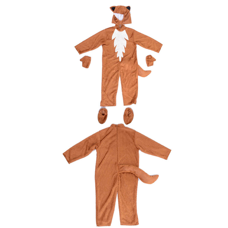 Fox Cosplay Children Fantasy Outfits Cartoon Animal Disguise Kids Boys Girls Jumpsuit Hat Costume Child Halloween Roleplay Suit