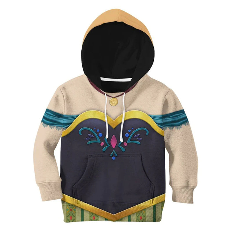 Frozen ANNA  Cosplay Hoodie 3D Printed Hooded Sweatshirt Kids Children Casual Streetwear Pullover