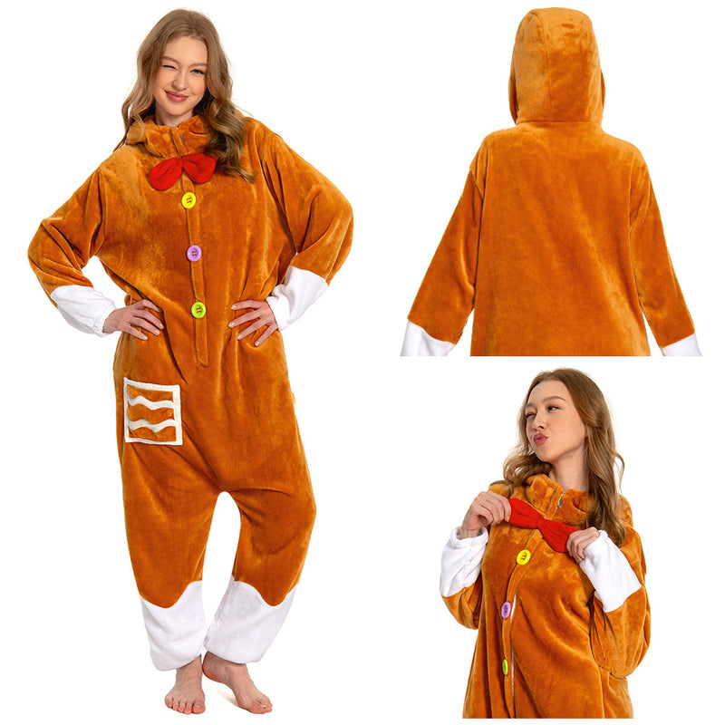 Gingerbread Man Autumn and winter Cosplay Costume Pajamas Outfits Halloween Carnival Party Suit