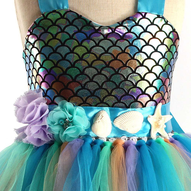 Girls Mermaid Cosplay Costume Dress Bag Headband Outfits Halloween Carnival Party Suit