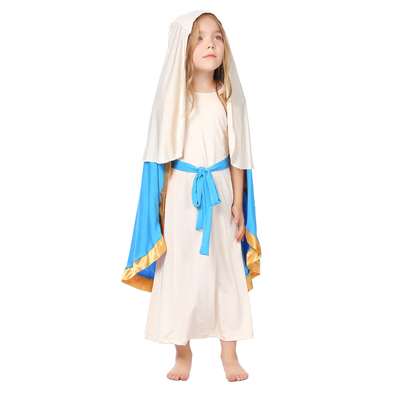 Girls The Virgin Mary Cosplay Kids Children Costumes Parade Stage Outfits Halloween Carnival Suit