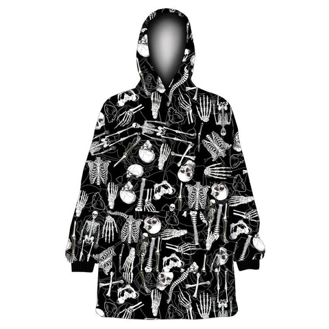 Gothic skeleton Cosplay Flannel Sleepwear 3D Printed Hooded Sweatshirt Men Women Casual Streetwear Pullover