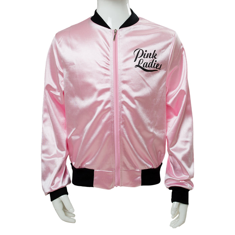 Grease Pink Ladies Cosplay Jacket Kids Children Satin Coat Costume Retro Fancy Girls Coat Halloween Carnival Party Suit