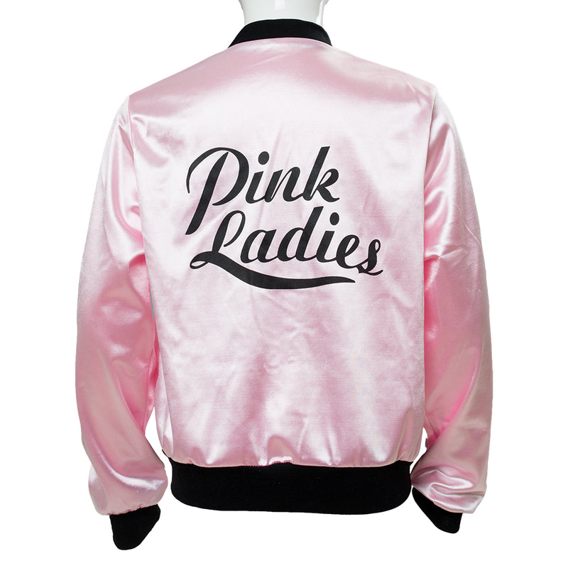 Grease Pink Ladies Cosplay Jacket Kids Children Satin Coat Costume Retro Fancy Girls Coat Halloween Carnival Party Suit