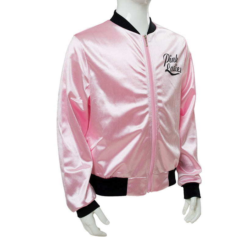 Grease Pink Ladies Cosplay Jacket Kids Children Satin Coat Costume Retro Fancy Girls Coat Halloween Carnival Party Suit