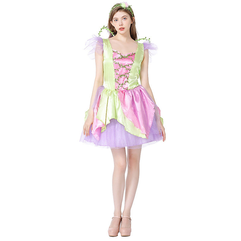 Green Elf Flower Fairy Cosplay Costume Outfits Halloween Carnival Suit