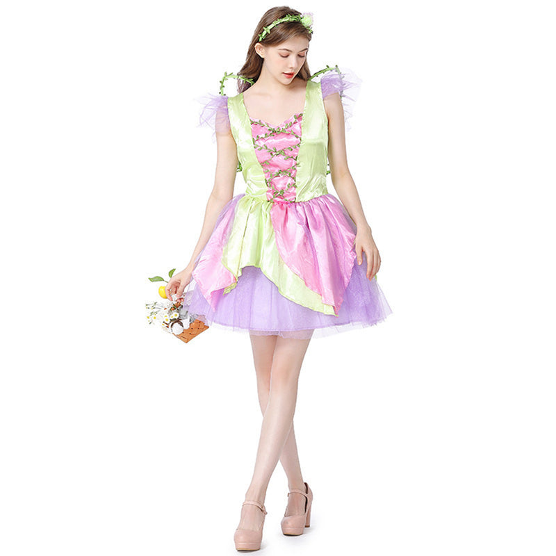 Green Elf Flower Fairy Cosplay Costume Outfits Halloween Carnival Suit