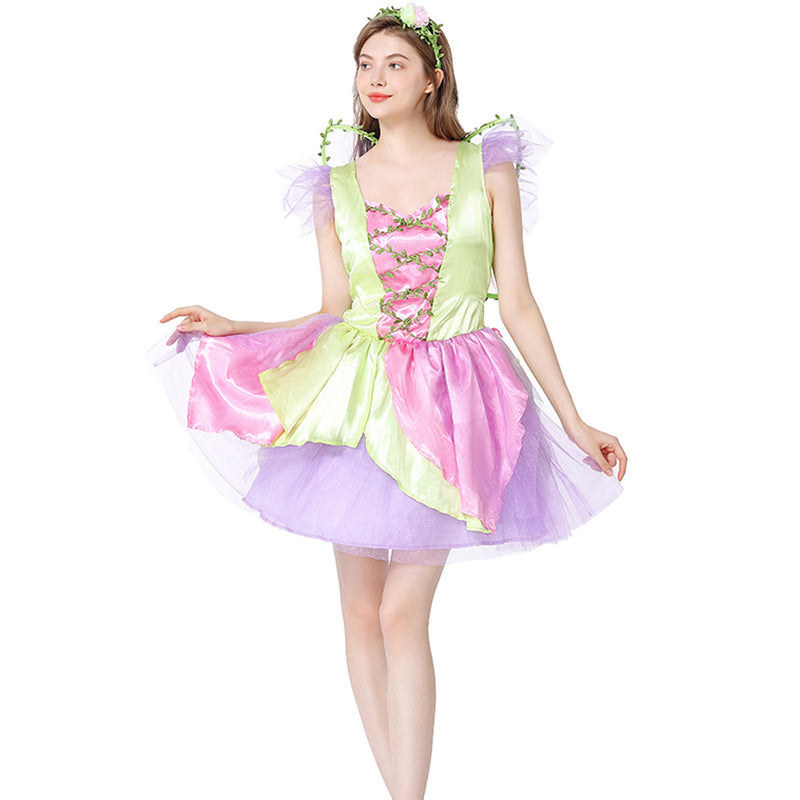 Green Elf Flower Fairy Cosplay Costume Outfits Halloween Carnival Suit