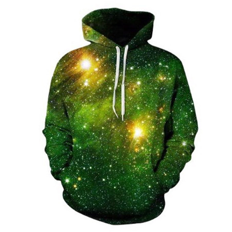 Green Starry Sky Pattern Pullover Hoodie