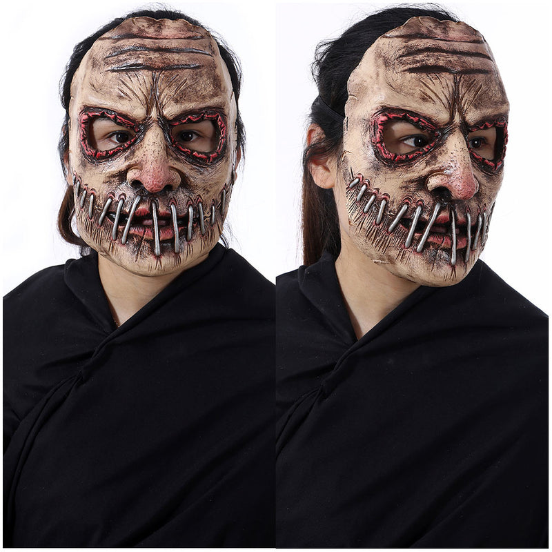 Grimaces Mask Scary Devil Creepy Latex Cosplay Mask Headgear Costume Big Mouth Nail Ghost Face Hallo