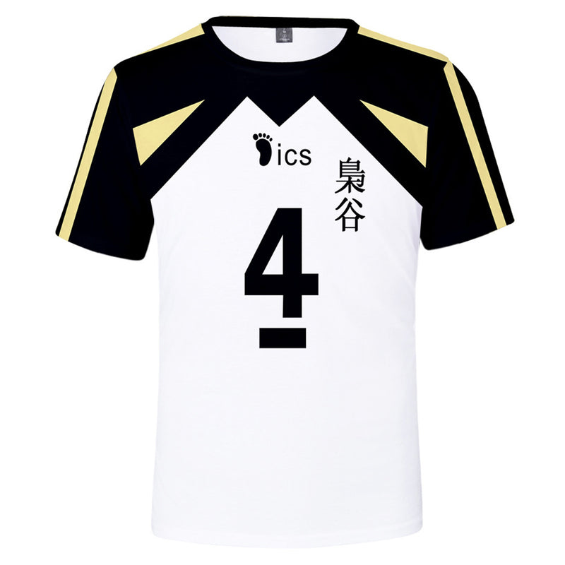 Haikyuu Fukurodani Academy Bokuto Koutarou No4 Cosplay T-shirt Print Short Sleeve Tee