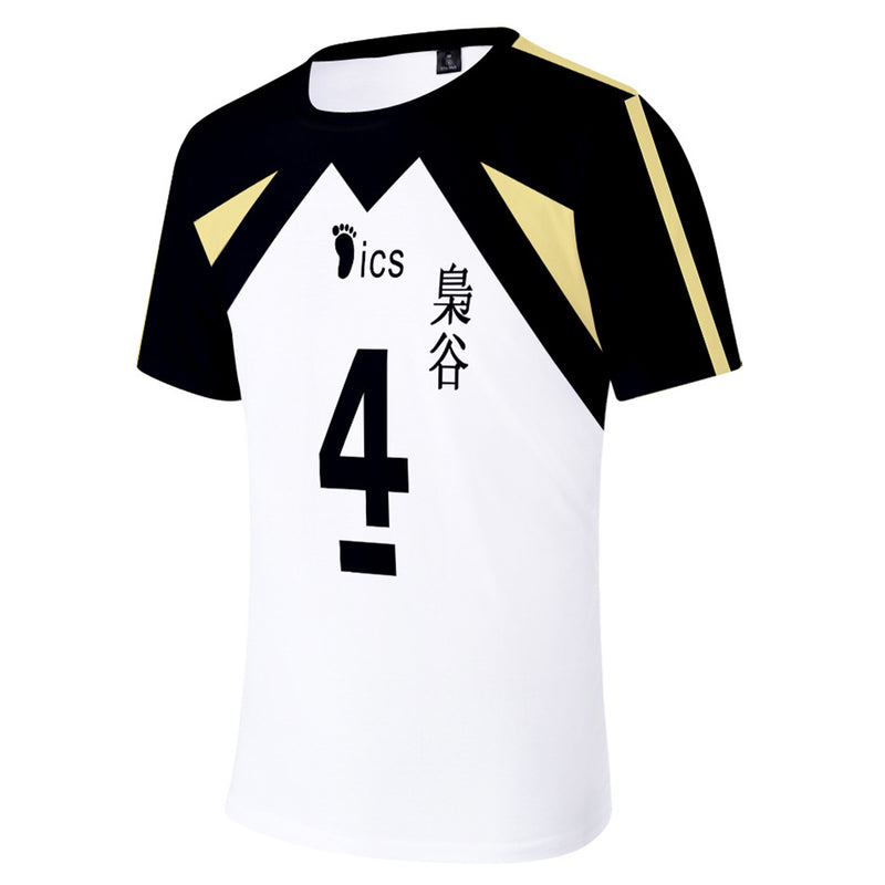 Haikyuu Fukurodani Academy Bokuto Koutarou No4 Cosplay T-shirt Print Short Sleeve Tee