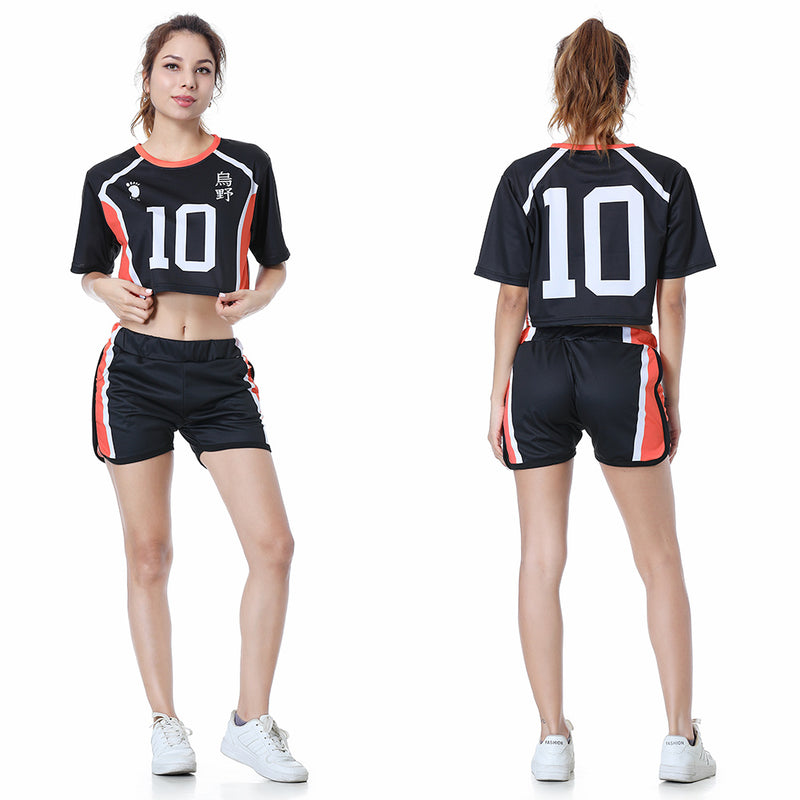 Haikyuu Hinata Shoyo  Cosplay Costume High School Uniform Jersey Top Shorts Set for Women