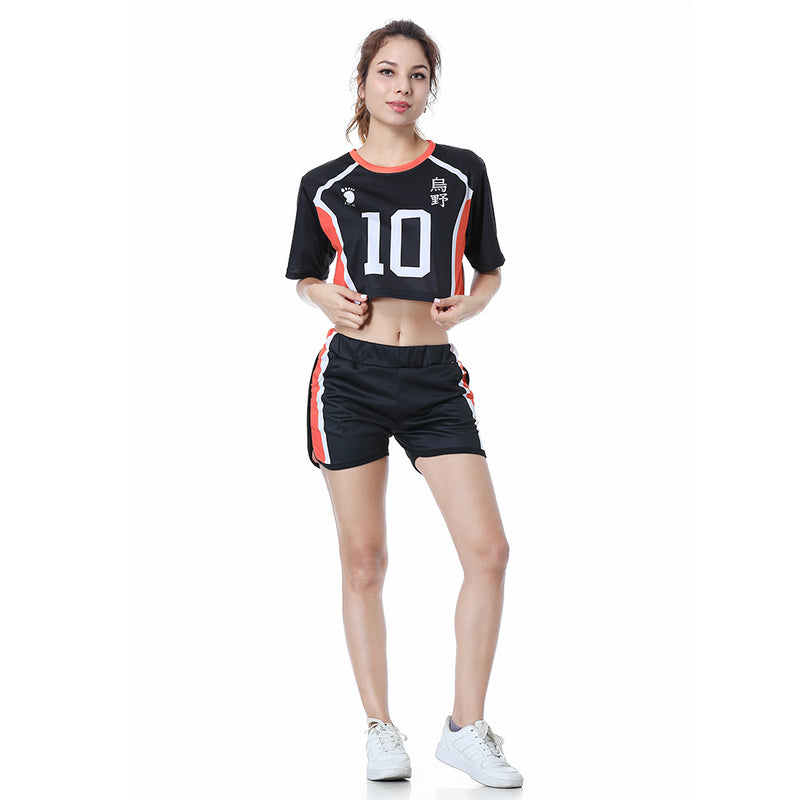 Haikyuu Hinata Shoyo  Cosplay Costume High School Uniform Jersey Top Shorts Set for Women