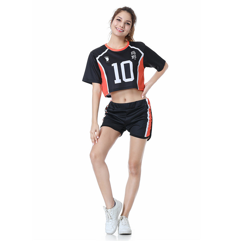 Haikyuu Hinata Shoyo  Cosplay Costume High School Uniform Jersey Top Shorts Set for Women