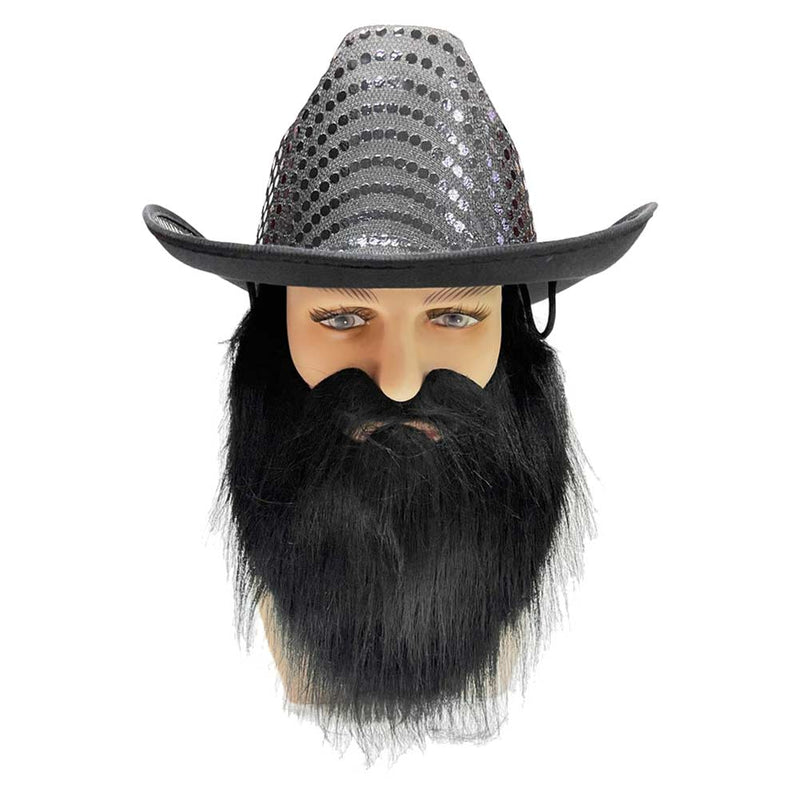 Halloween Carnival Costume Accessories Beard Sequin Jazz Hat Adult Stage Prop Cowboy Hat