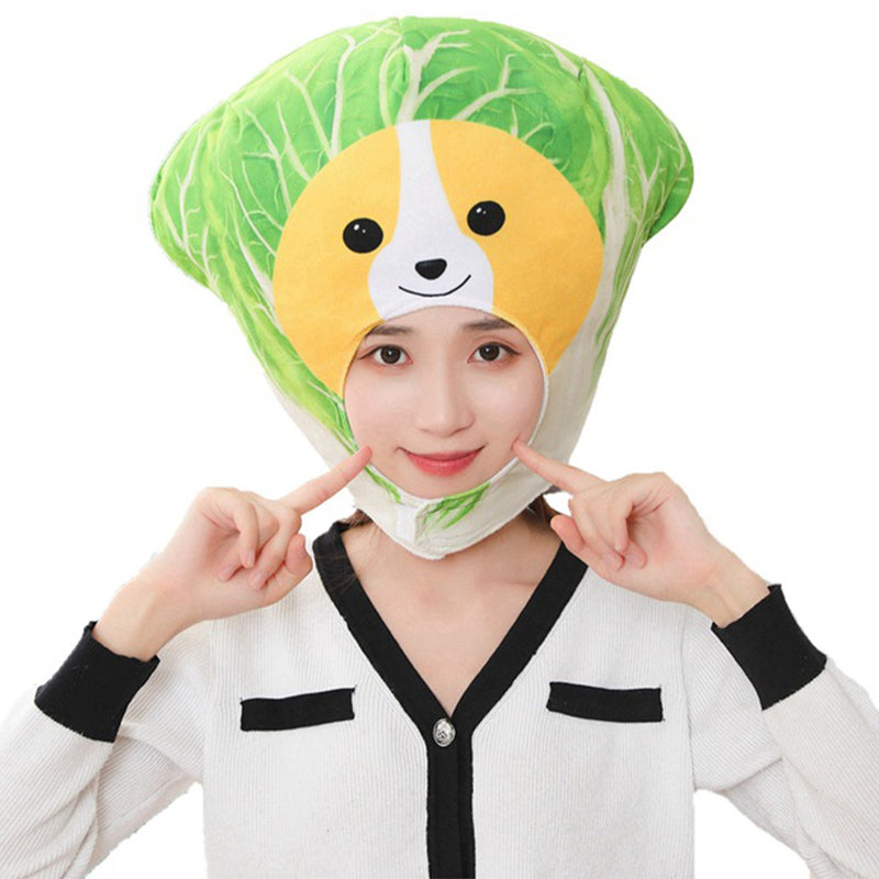 Halloween Carnival Costume Accessories Cabbage Dog Head Hat Plush Cap