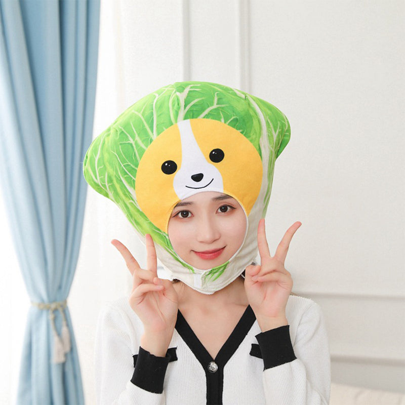 Halloween Carnival Costume Accessories Cabbage Dog Head Hat Plush Cap