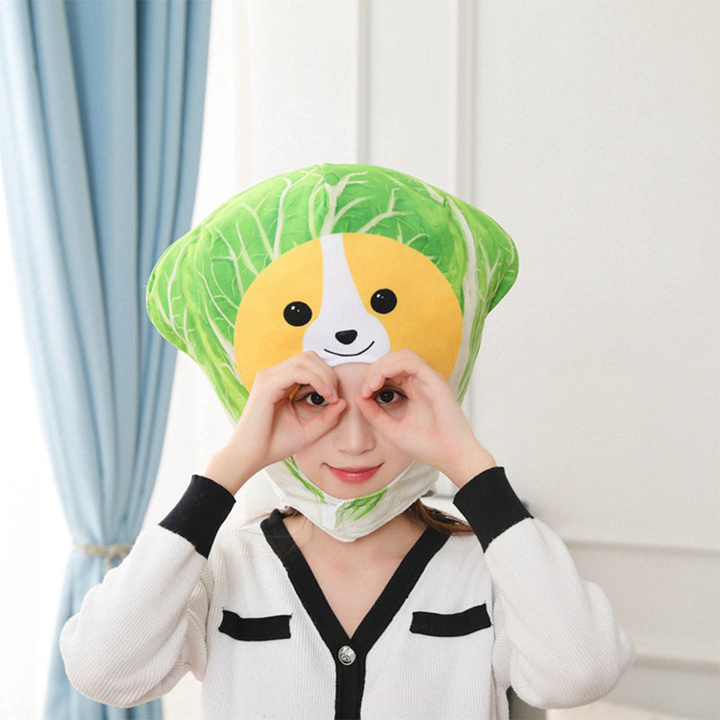 Halloween Carnival Costume Accessories Cabbage Dog Head Hat Plush Cap