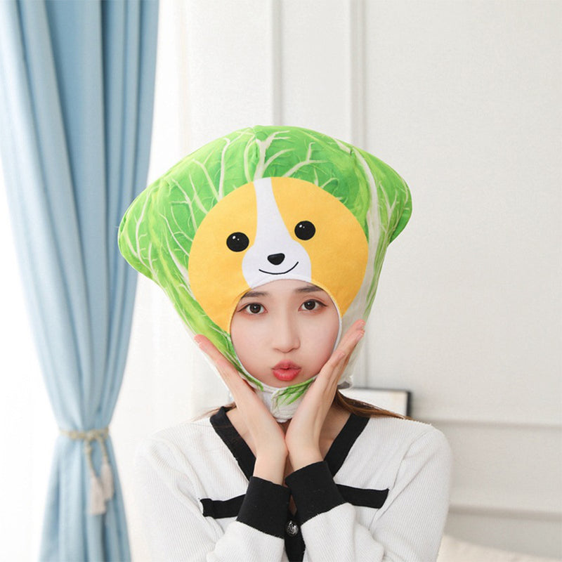 Halloween Carnival Costume Accessories Cabbage Dog Head Hat Plush Cap