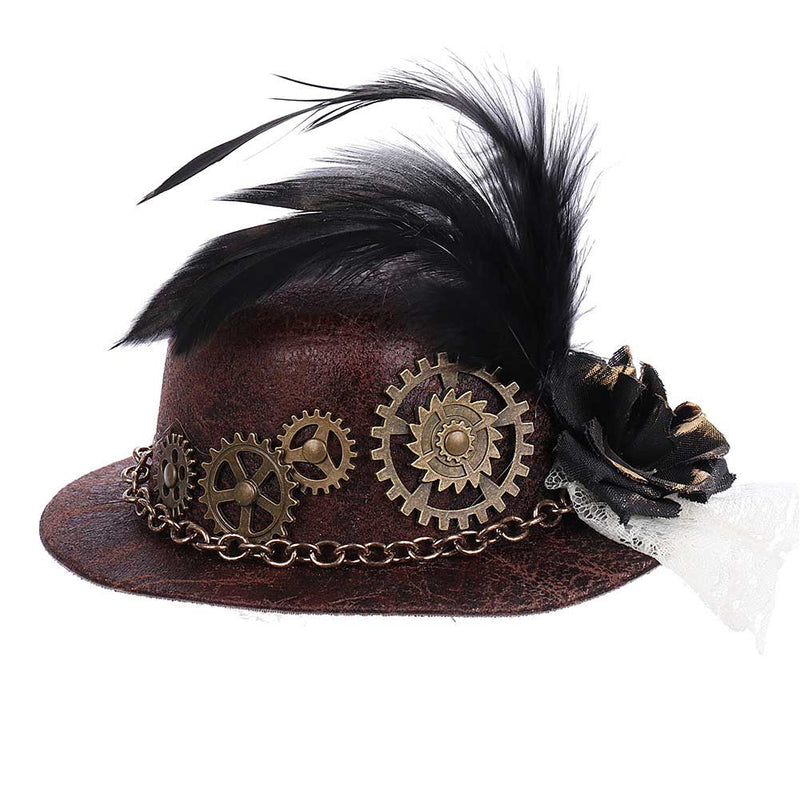 Halloween Carnival Costume Accessories Gothic Punk Gear Feather Mini Hat