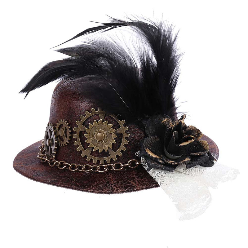 Halloween Carnival Costume Accessories Gothic Punk Gear Feather Mini Hat