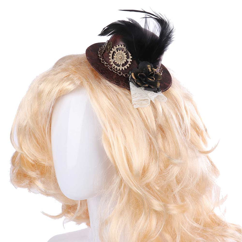 Halloween Carnival Costume Accessories Gothic Punk Gear Feather Mini Hat