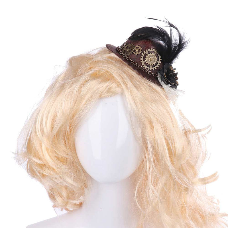 Halloween Carnival Costume Accessories Gothic Punk Gear Feather Mini Hat