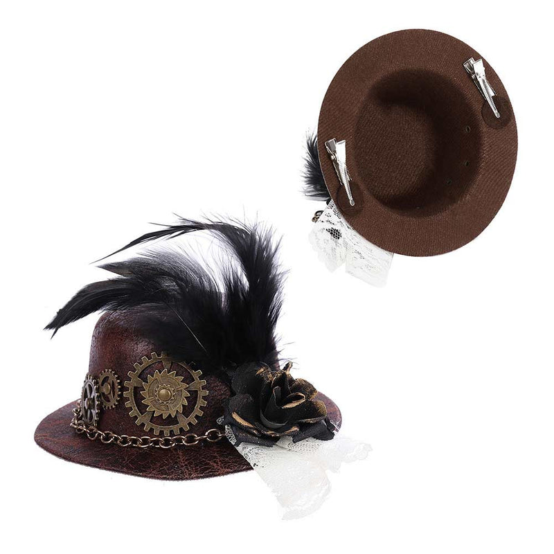 Halloween Carnival Costume Accessories Gothic Punk Gear Feather Mini Hat