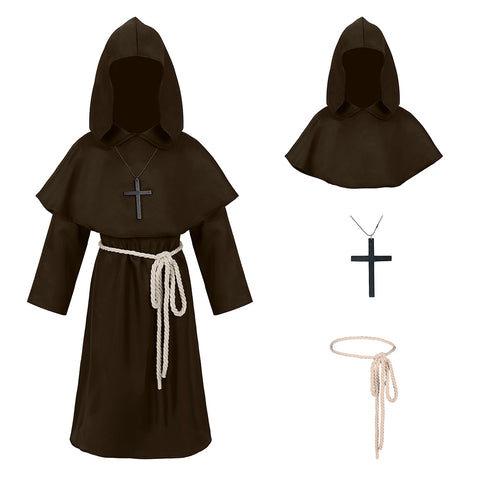 Halloween Children's Brown Medieval Renaissance Monks' Clothing Priest Clothing