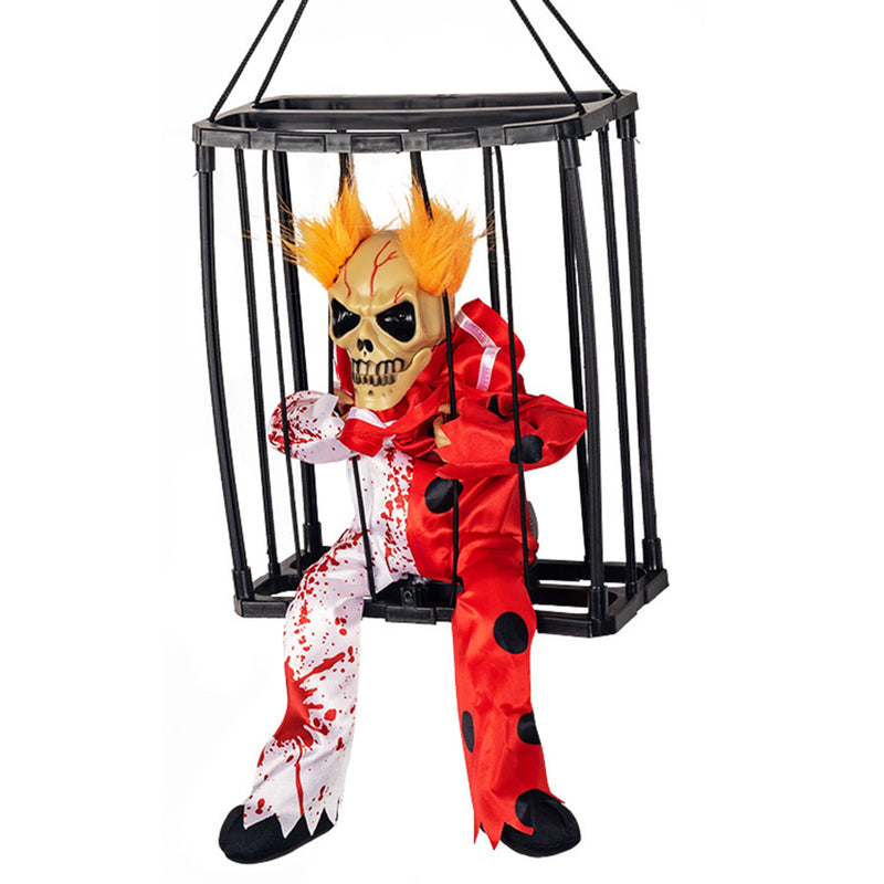 Halloween Skeleton Prisoner Caged Scary Horror Flashing Light Toys Sound Doll Scary Talk Ghost Prisoner Decor House Party Props