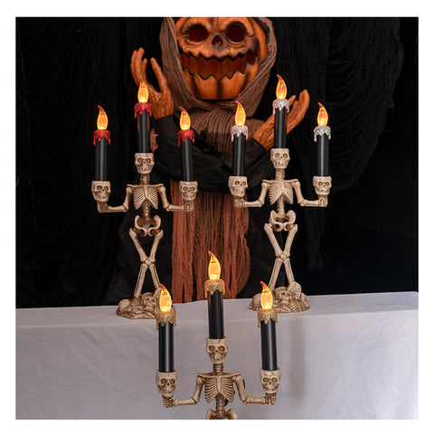 Halloween Smoke Horror Skull Head Lamp Pumpkin Lamp Led Electronic Candle Light Haunted House Halloween Decoration Props