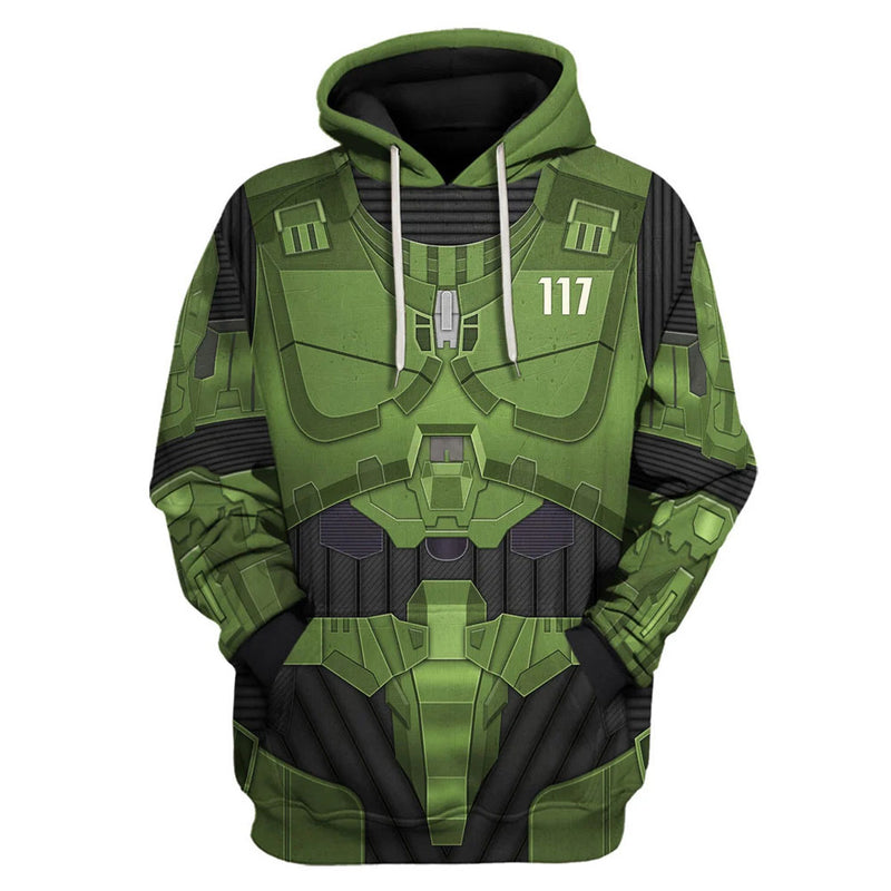 HALO Master Chief John 117 Cosplay Hoodie 3D Printed Hooded Sweatshirt Men Women Casual Streetwear Pullover